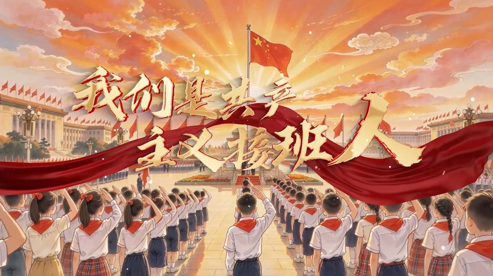 我们是共产主义接班人led视频背景-画面有词
